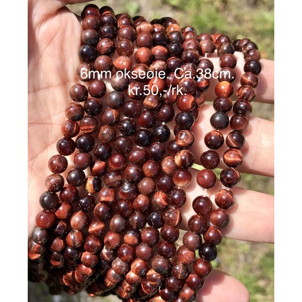 Okseje perle. 6mm. Ca.38cm. 