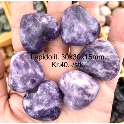 Lepidolit hjerte. 30x30x15mm. 