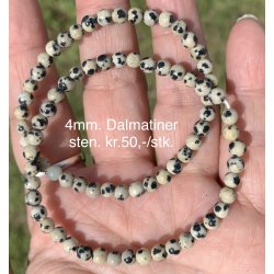 Dalmatiner armbnd. 4,6,8mm perle. 16-20cm. Frit valg.