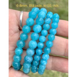 Bl jade armbnd. 4, 6, 8mm. 16-20cm. Frit valg. 