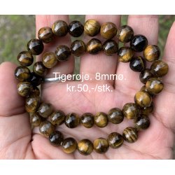 Tigerje armbnd. 4,6,8mm  perle. 16-20cm. Frit valg.