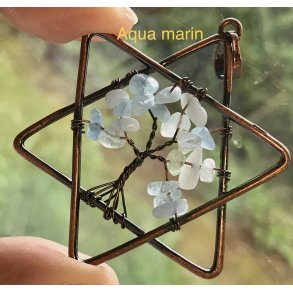 4cm. livets tr vedhng med aqua marin