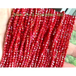 3mm.  Ca.38cm. Spids facet krystal glas perle. Fv-3. 