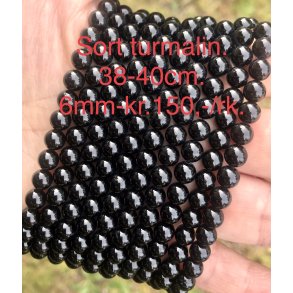 Sort turmalin. 6mm. 