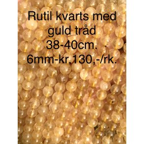 Rulti kvarts med guld trd. 6mm. 