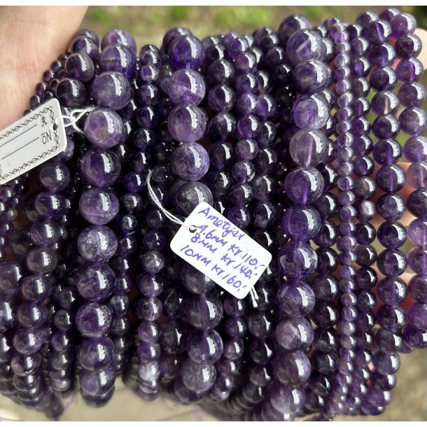 Ametyst perle k�de 40cm. lang, 8mm�