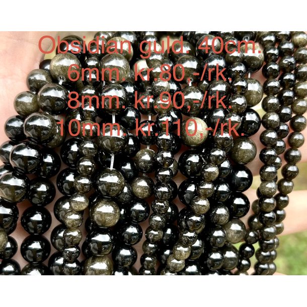 Obsidian guld. 10mm. 