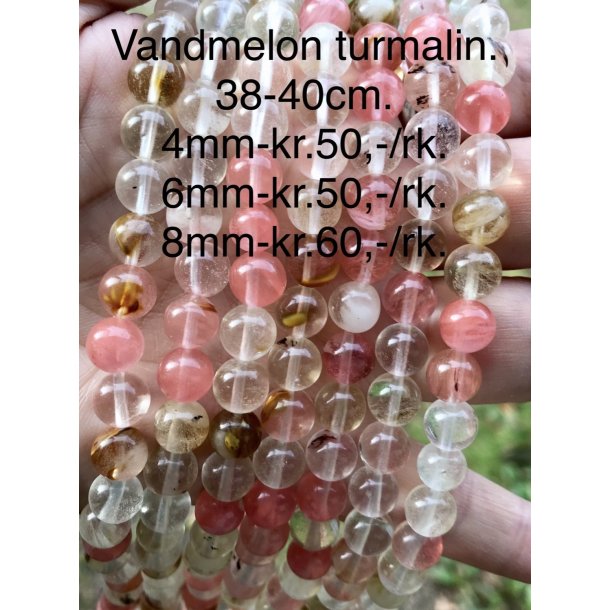 Vandmelon turmalin. 8mm. 
