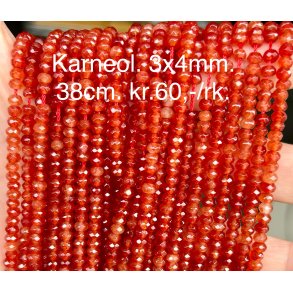Karneol. 3x4mm 38cm. 