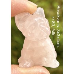 Rosakvarts hund 3x3x4cm. 