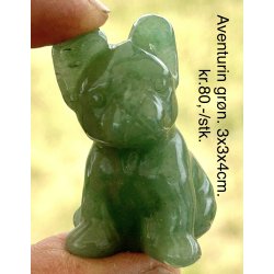 Aventurin grn hund. 3x3x4cm. 