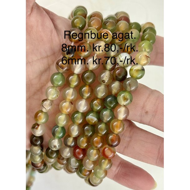 Agat regnbue 6mm. Ca.38cm. 