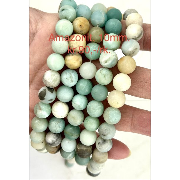 Amazonit mat perle. 10mm. 
