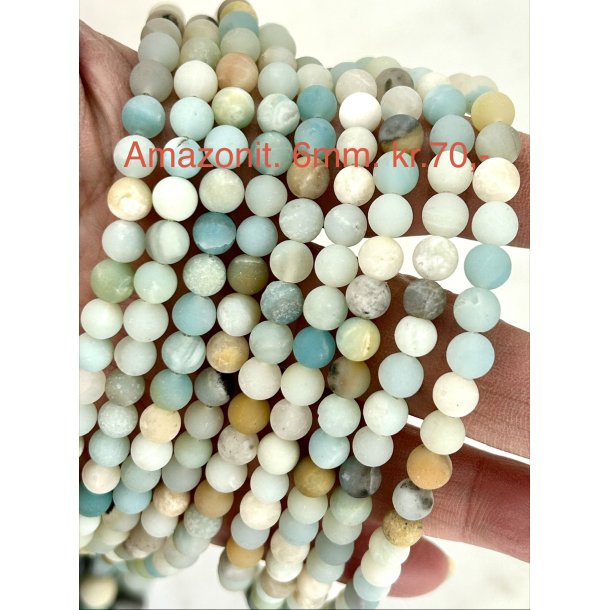 Amazonit mat perle. 6mm. 