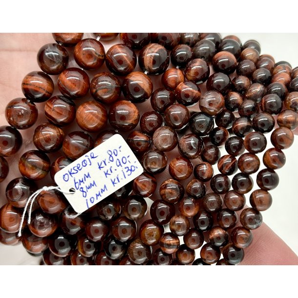 Okse�je perle. 8mm. Ca.38cm. 