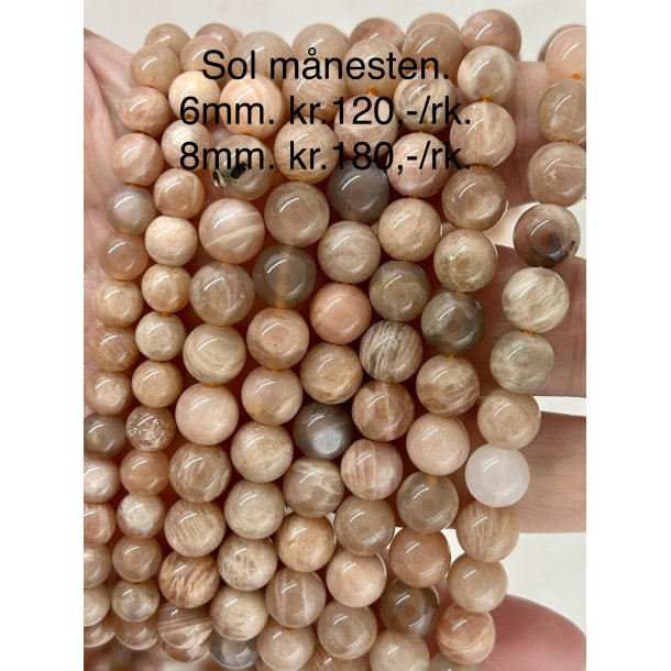 Sol m�nesten perle  8mm. 