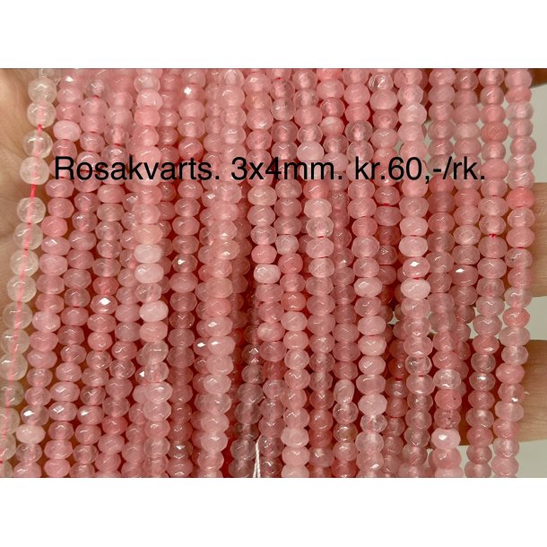 Rosakvarts 3x4mm. 