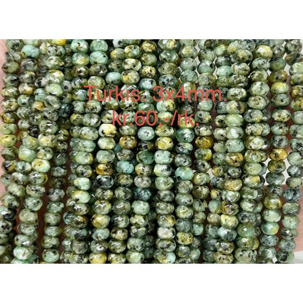 Turkis. 3x4mm. 
