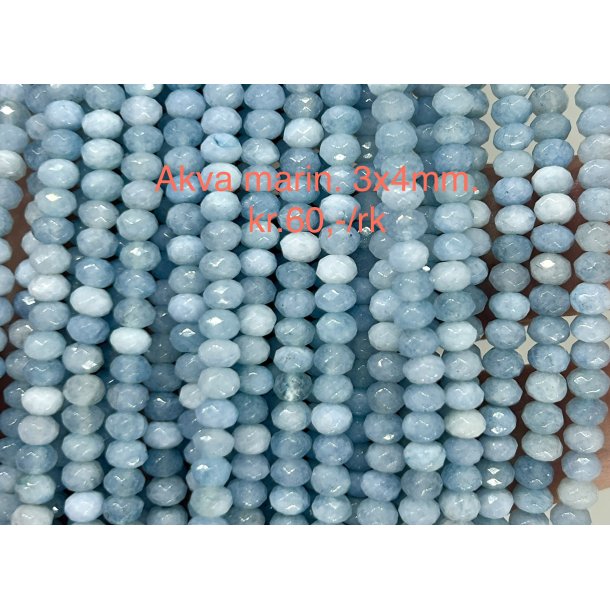 Akva marin. 3x4mm. 