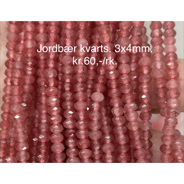Jordb�r kvarts. 3x4mm. 