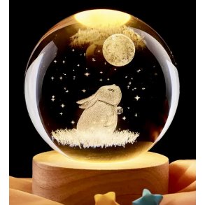 Krystal glas lampe med motiv, 6cm kugle-3