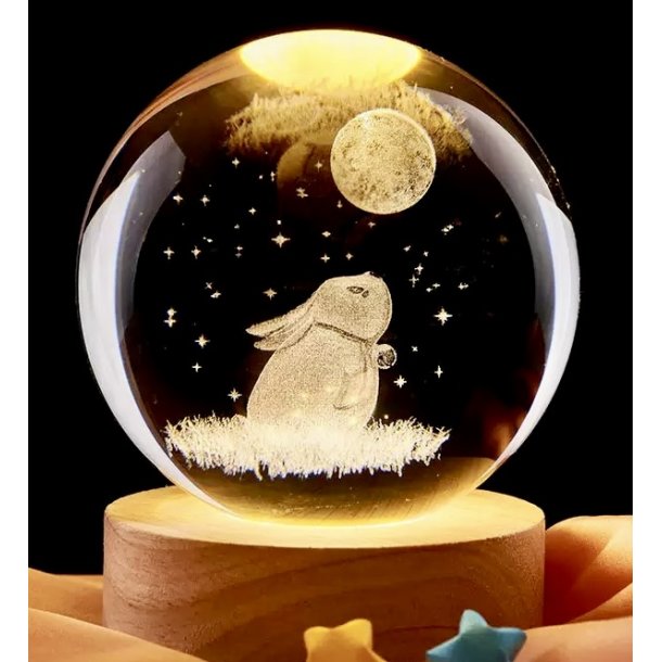 Krystal glas lampe med motiv, 6cm kugle-3