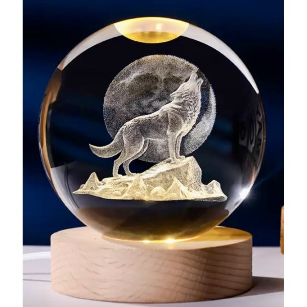 Krystal glas lampe med motiv, 6cm kugle-1