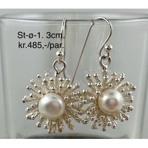 S925 sterling slv rering-1, 3cm, med ferskvandsperle.