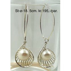 S925 sterling slv rering-18, 5cm. Med ferskvandsperle. 