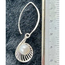 S925 sterling slv rering-18, 5cm. Med ferskvandsperle. 