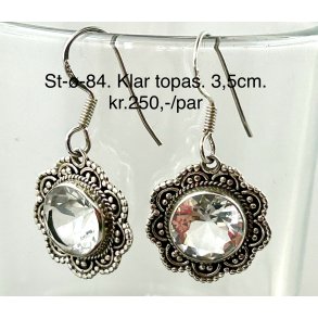 S925 sterling slv rering-84, klar topas. 