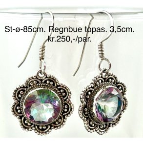 S925 sterling slv rering-85, regnbue topas. 