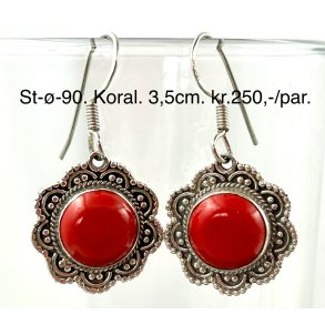 S925 sterling slv rering-90, Koral. 