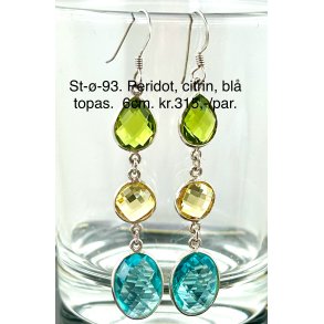 S925 sterling slv rering-93, peridot, citrin, bl topas