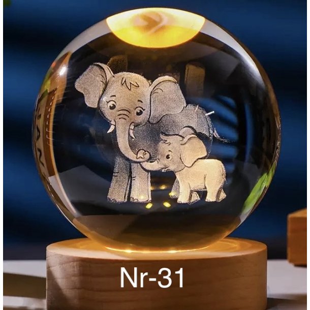 Krystal glas lampe med motiv Nr-31. 6cm. 