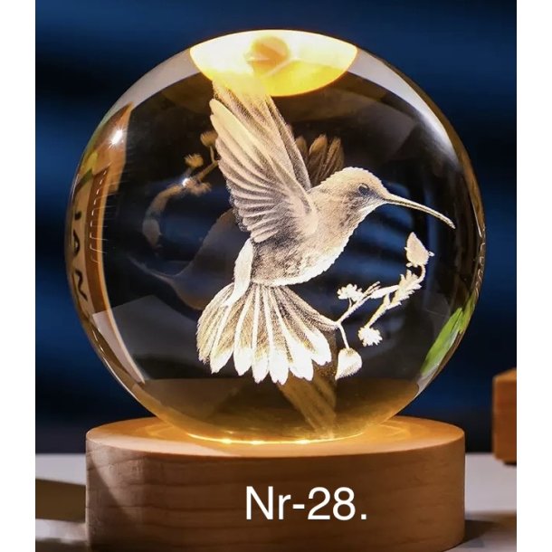 Krystal glas lampe med motiv Nr-28. 6cm. 