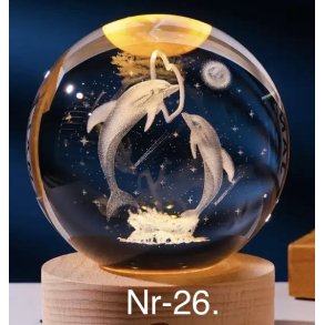 Krystal glas lampe med motiv Nr-26. 6cm. 