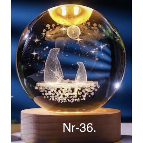 Krystal glas lampe med motiv Nr-36. 6cm. 