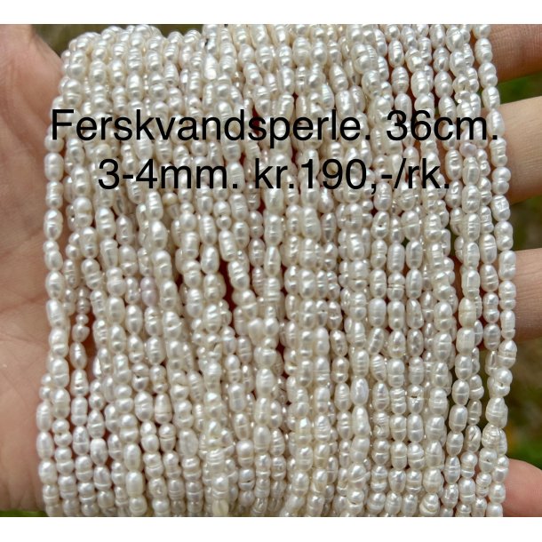 Ferskvandsperle ca.35cm.  3-4mm. 
