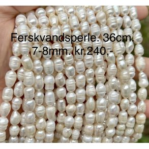 Ferskvandsperle ca.35cm. 7-8mm. 