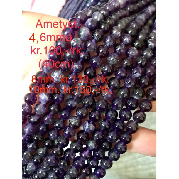 Ametyst perle k�de 40cm. lang, 10mm