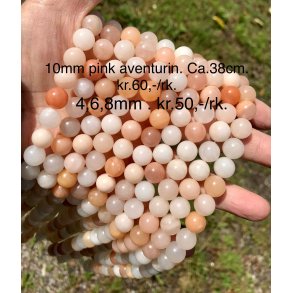 Aventurin pink perle. 8mm. Ca.38cm. 