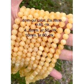 Calcit gul. 10mm. Ca.38cm. 