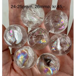 Sm regnbue bjergkrystal kugle 24-25gram. 26mm