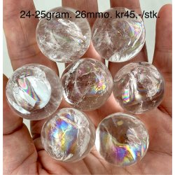 Sm regnbue bjergkrystal kugle 24-25gram. 26mm