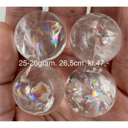 Sm regnbue bjergkrystal kugle 25-26gram. 25,5cm. 