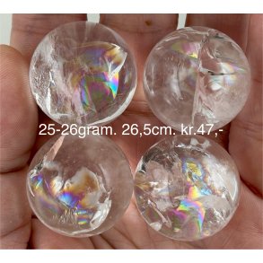 Sm regnbue bjergkrystal kugle 25-26gram. 25,5cm. 