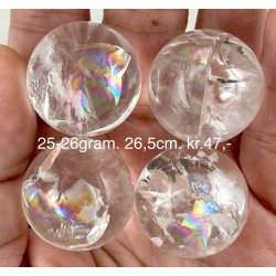 Sm regnbue bjergkrystal kugle 25-26gram. 25,5cm. 
