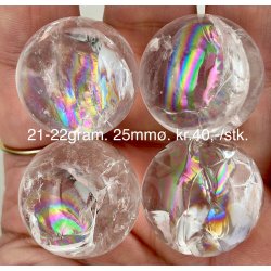 Sm regnbue bjergkrystal kugle 21-22gram. 24mm. 