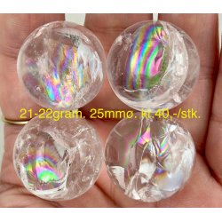 Sm regnbue bjergkrystal kugle 21-22gram. 24mm. 